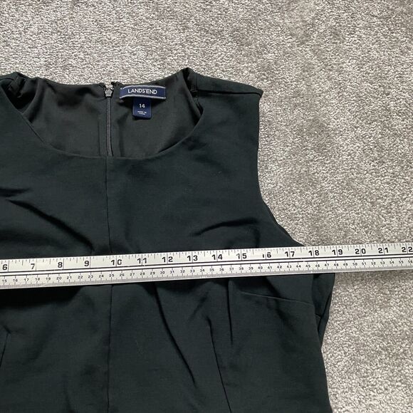 Lands' End Sheath Dress Womens 14 Black Sleeveless Pockets Round Neck Workwear - Picture 15 of 16
